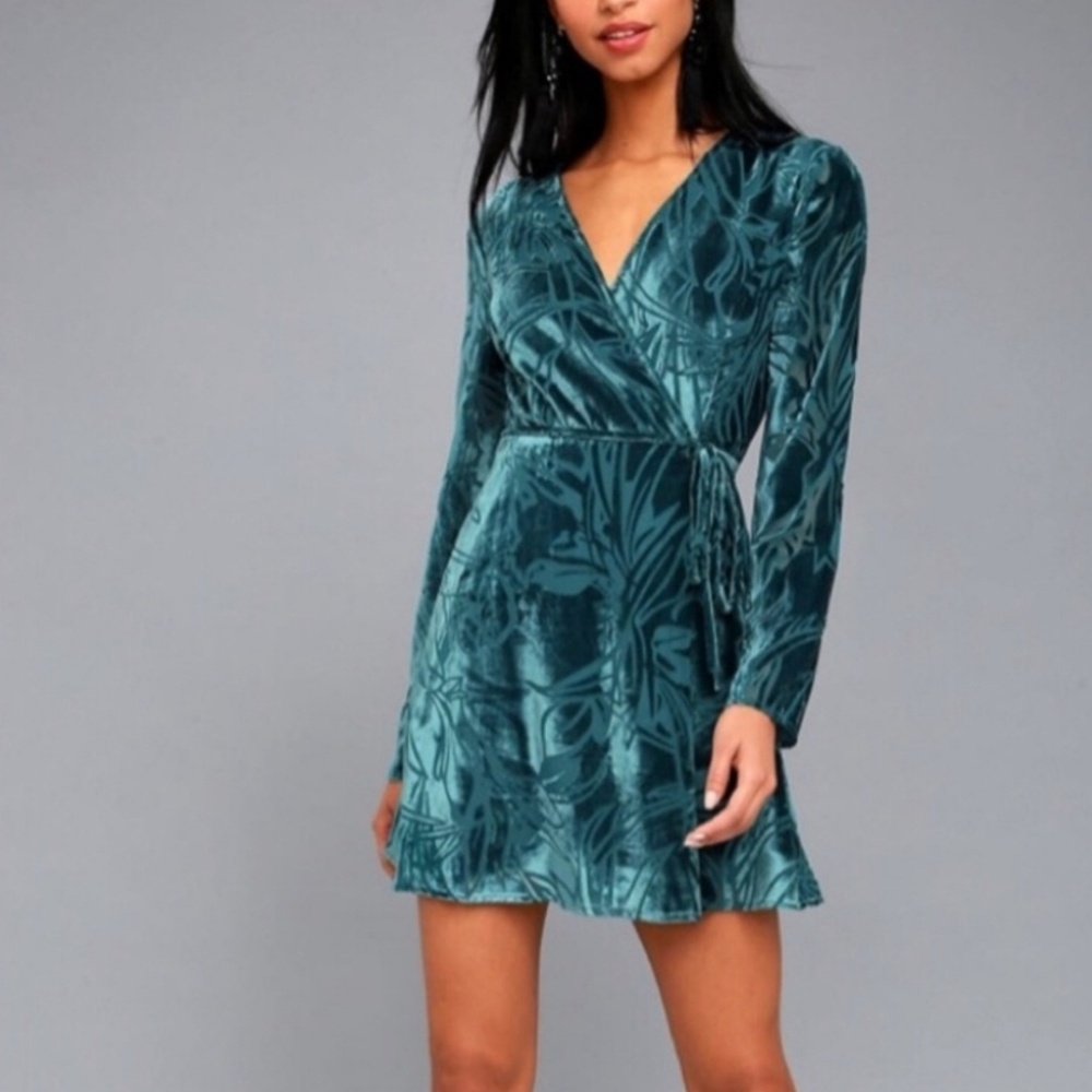 NWT Lulu's Teal Blue Green Wrap Dress Size S